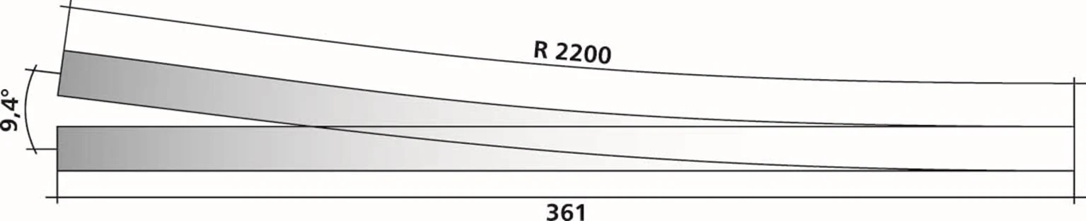 Tillig elite track : Right Wide Point HO 9.4° - Image 3