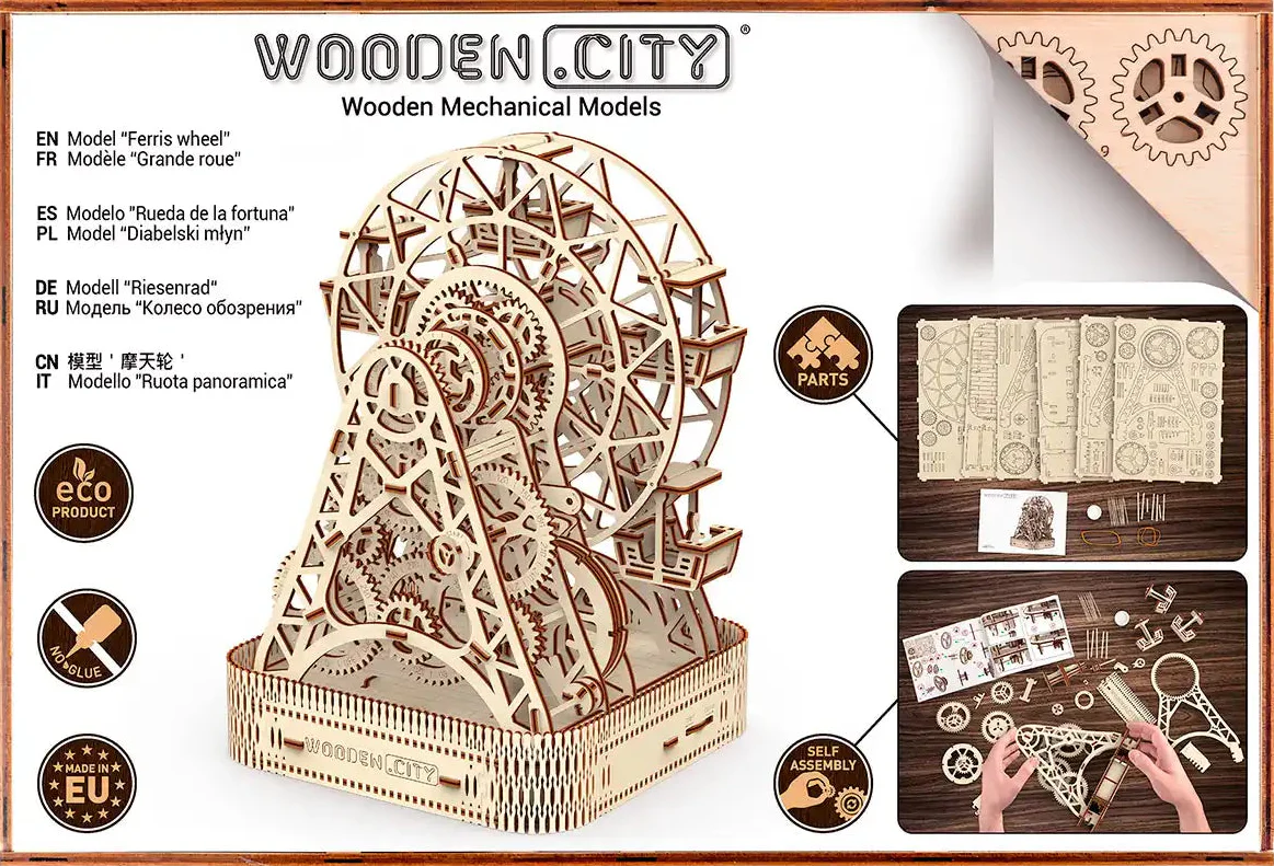 3D Wooden Decoration Puzzle – Ferris Wheel - Image 2
