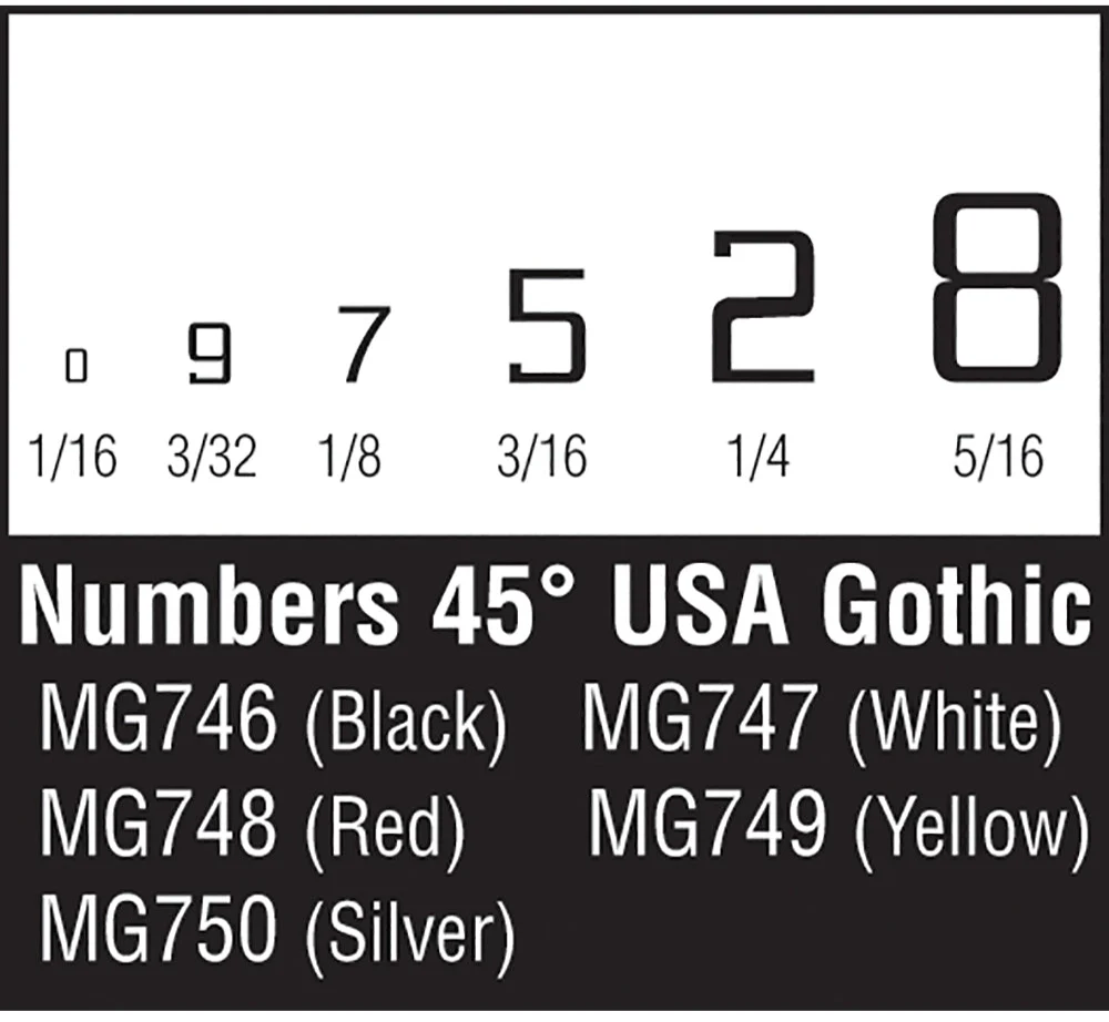 45° USA Gothic Numbers White - Image 2