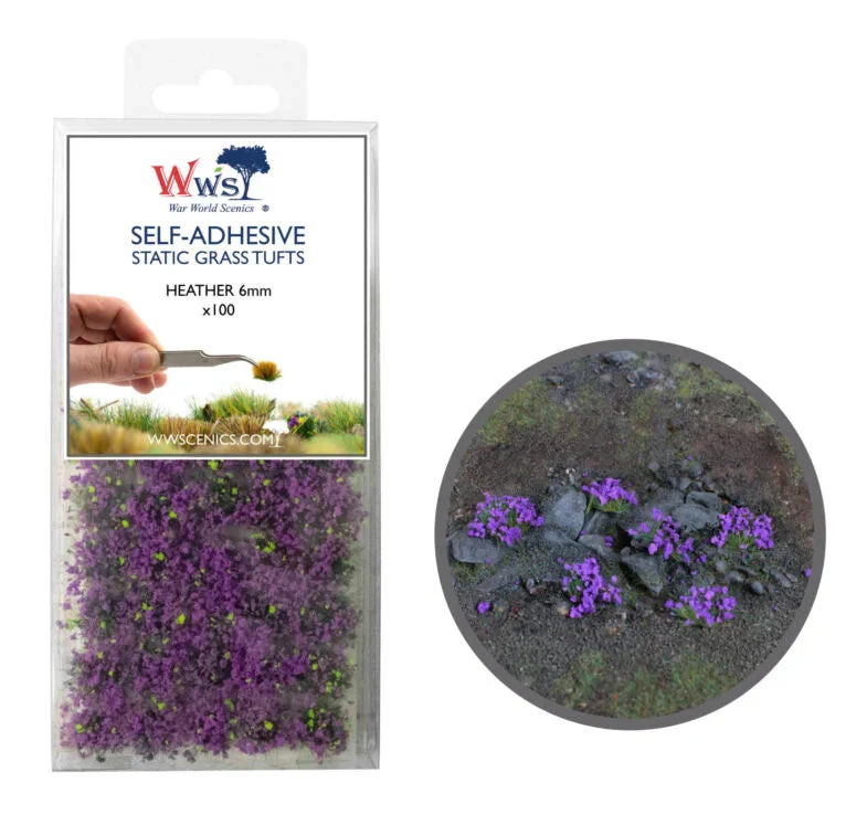 6mm Heather Self-Adhesive Static Grass Tufts x 100 - Image 2
